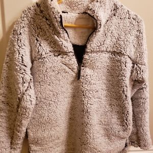 Elodie Gray Sherpa Half-Zip Jacket